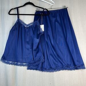 VTG UNDERCOVER WEAR | Camisole Tank Top and Skirt Navy Blue Size Medium